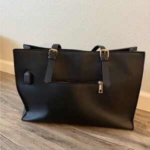 Chic Black Tote Bag with Gold Accents